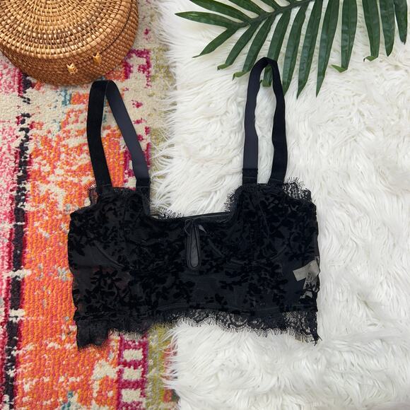 Intimately Free People Black Sexy Sheer Lace Cut Out Corset Bra Bralette Small - Picture 1 of 6